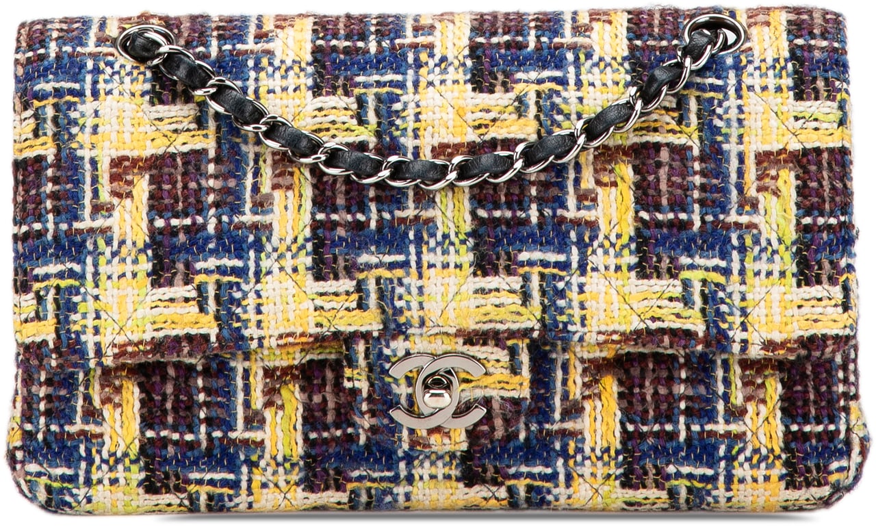 Chanel Medium Classic Tweed Double Flap Geel