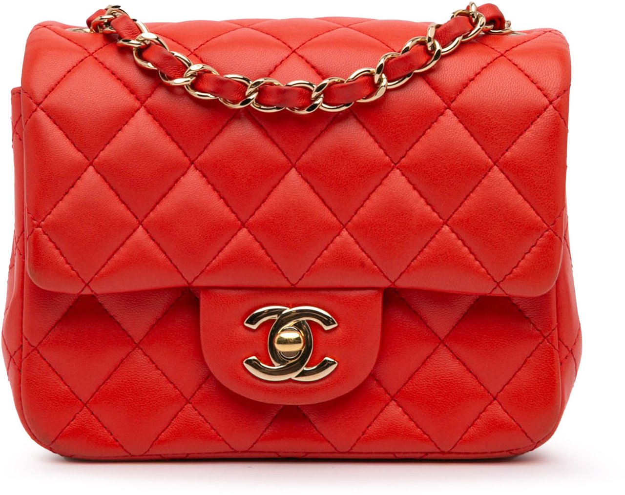 Chanel Mini Square Classic Lambskin Single Flap Rood