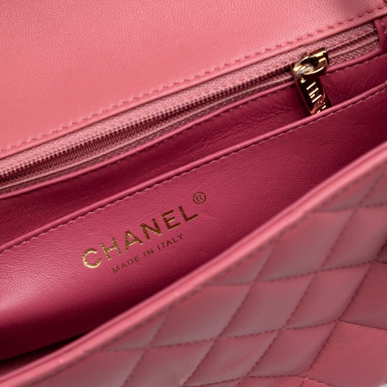 Chanel Mini Rectangular Classic Lambskin Valentines Heart Charms Single Flap Roze