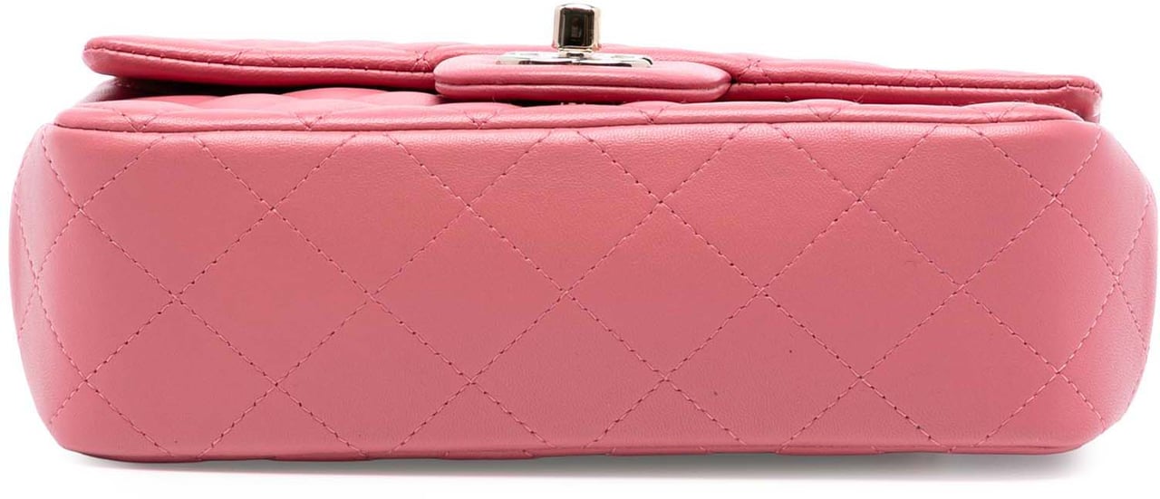 Chanel Mini Rectangular Classic Lambskin Valentines Heart Charms Single Flap Roze