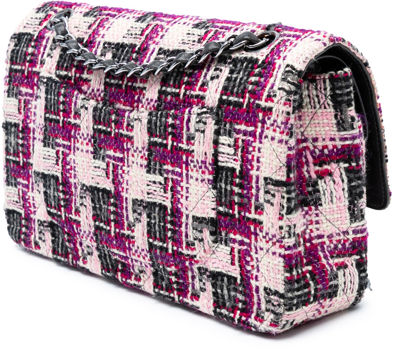 Chanel Medium Classic Tweed Double Flap Roze