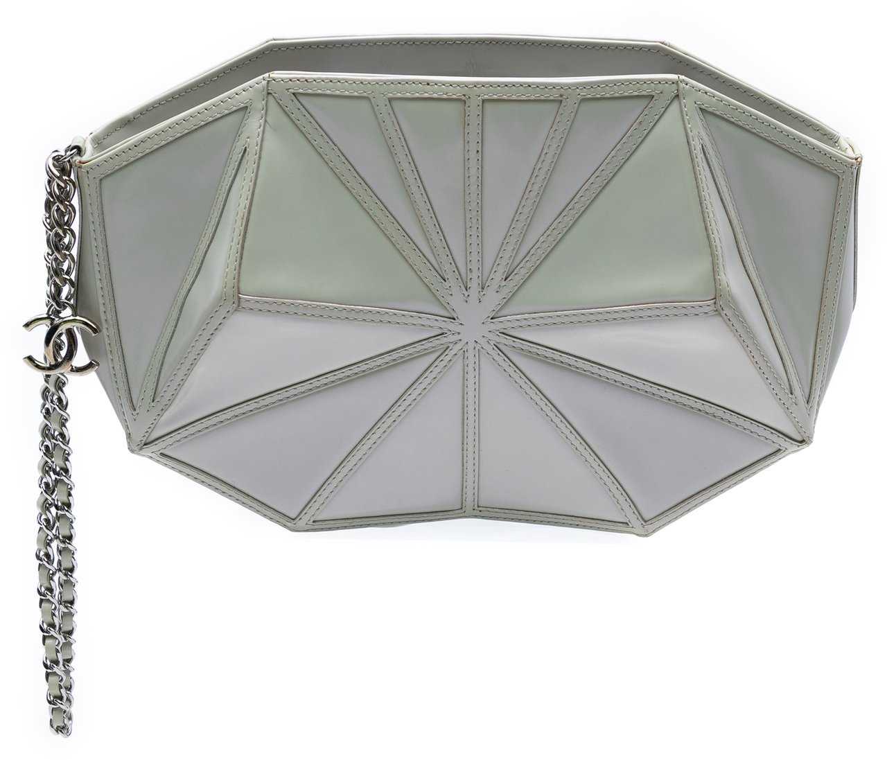 Chanel Pearlescent Lambskin Midnight Swim Wristlet Clutch Wit