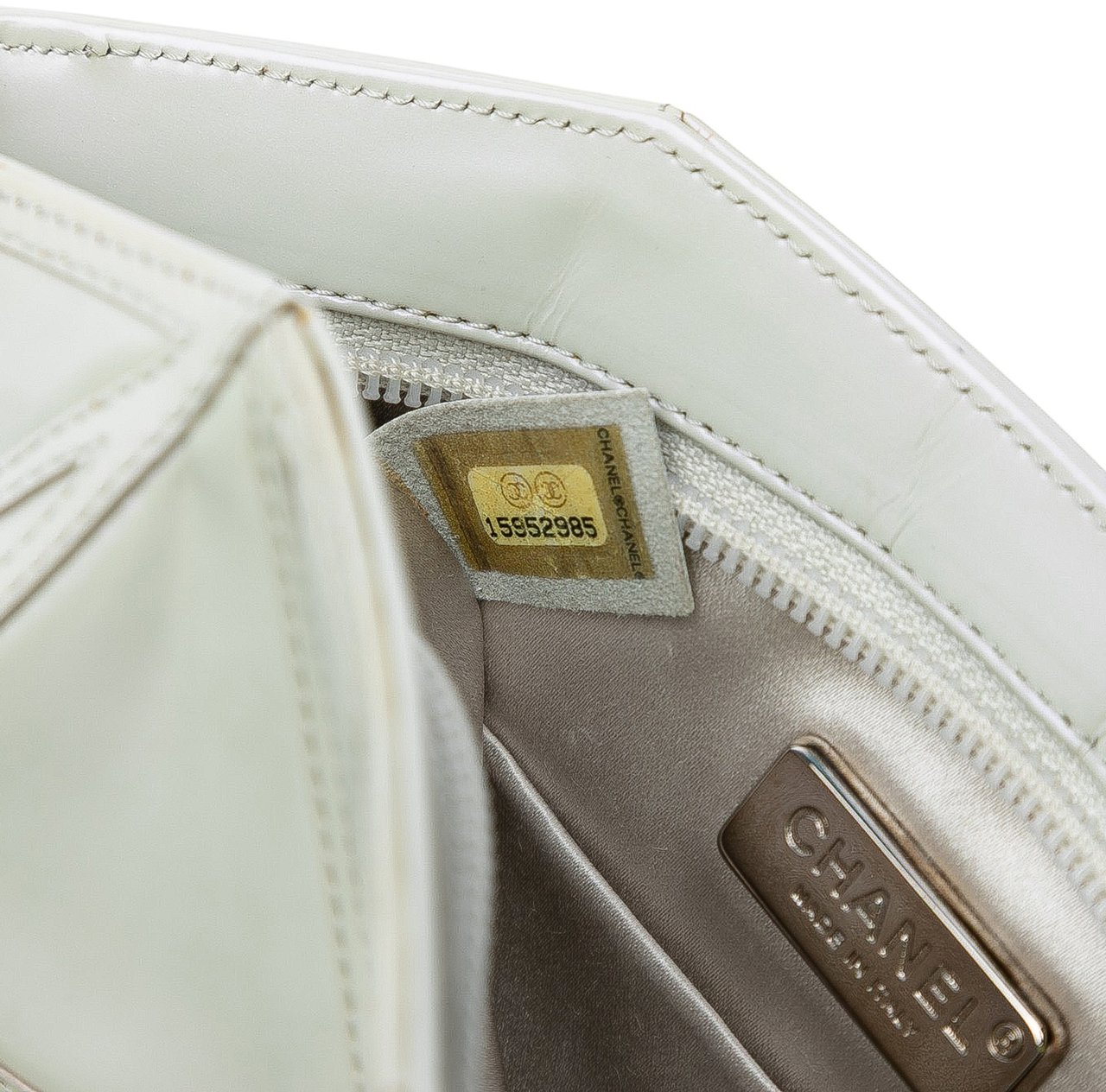 Chanel Pearlescent Lambskin Midnight Swim Wristlet Clutch Wit