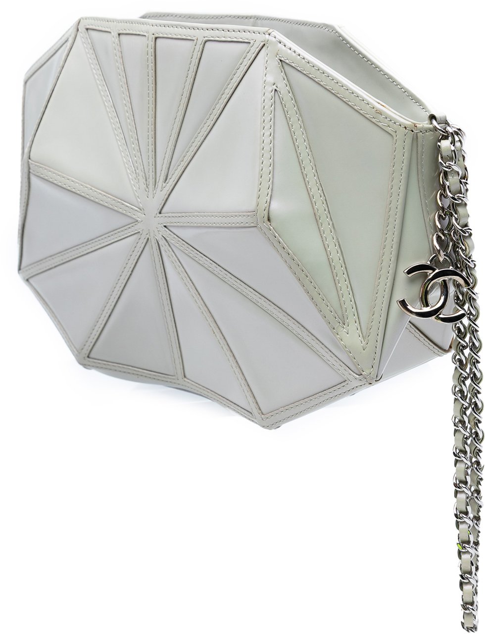 Chanel Pearlescent Lambskin Midnight Swim Wristlet Clutch Wit