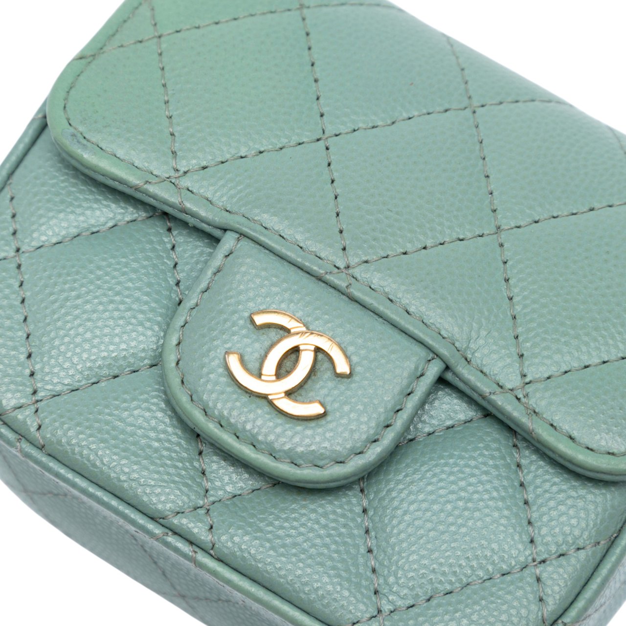 Chanel Micro Mini Classic Caviar Single Flap Groen