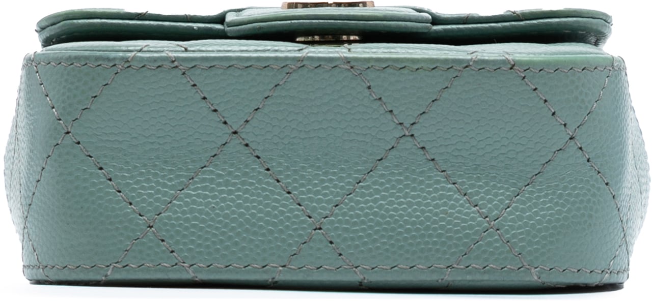 Chanel Micro Mini Classic Caviar Single Flap Groen