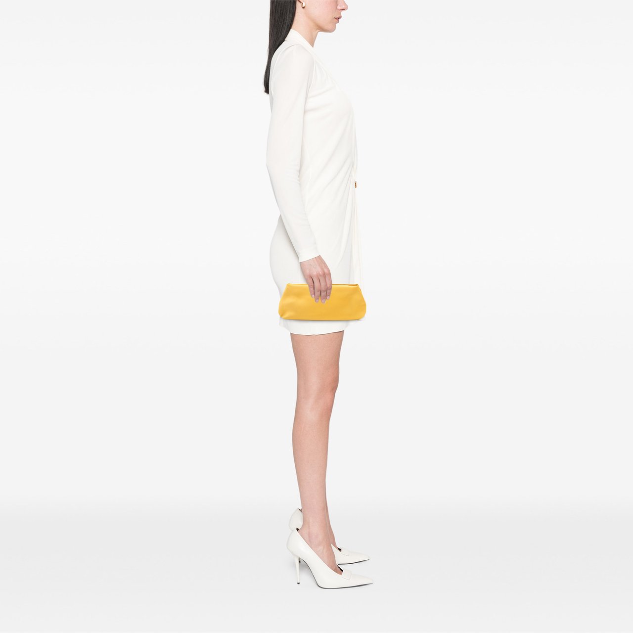 Chanel Satin Crystal Camellia Evening Frame Clutch Geel