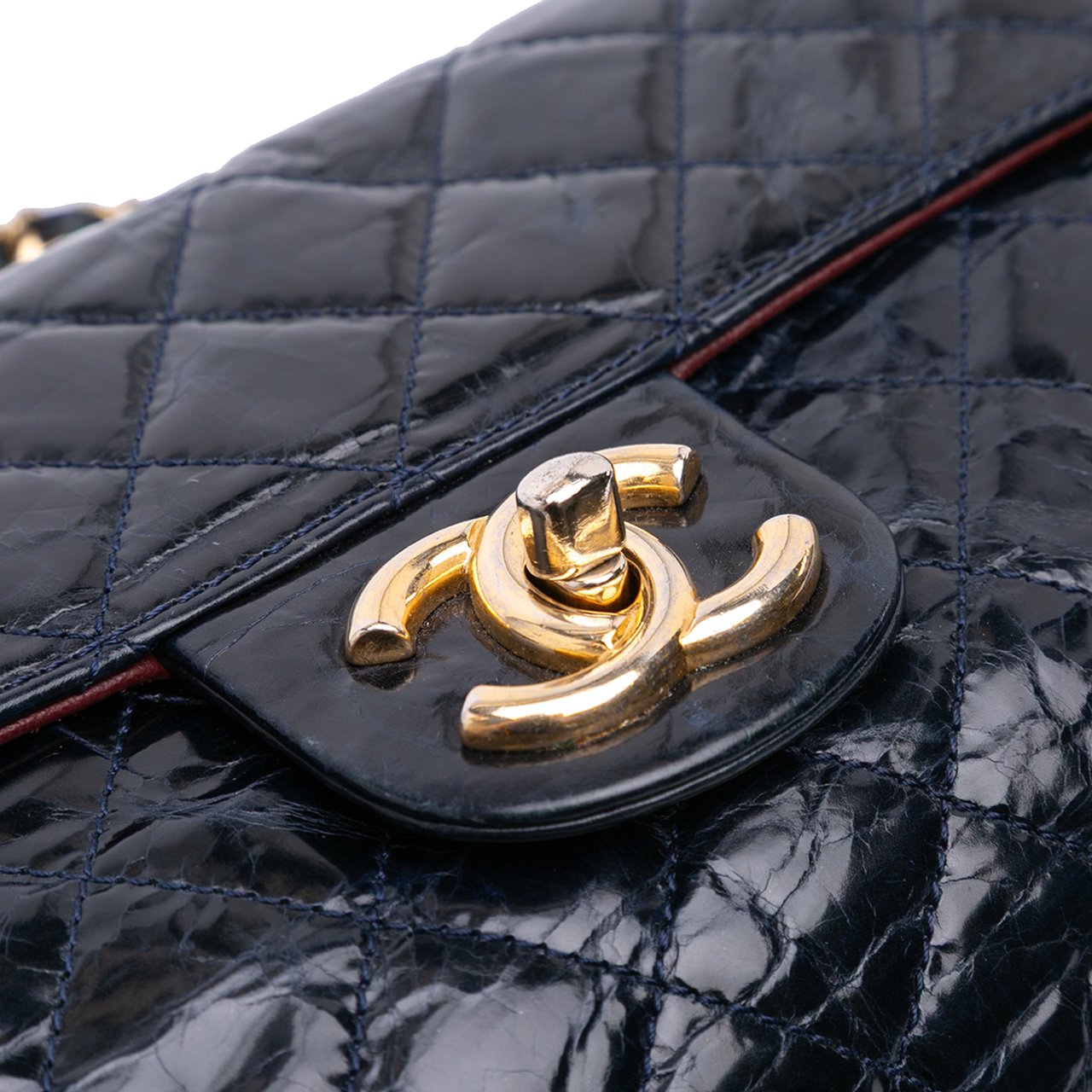 Chanel CC Crackled Glazed Calfskin Accordion Flap Blauw