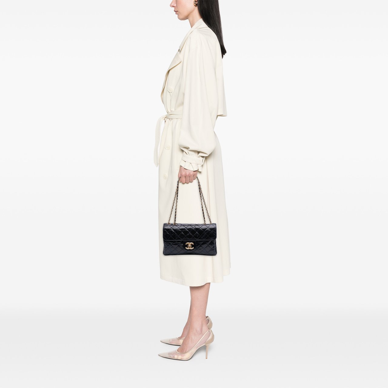 Chanel CC Crackled Glazed Calfskin Accordion Flap Blauw