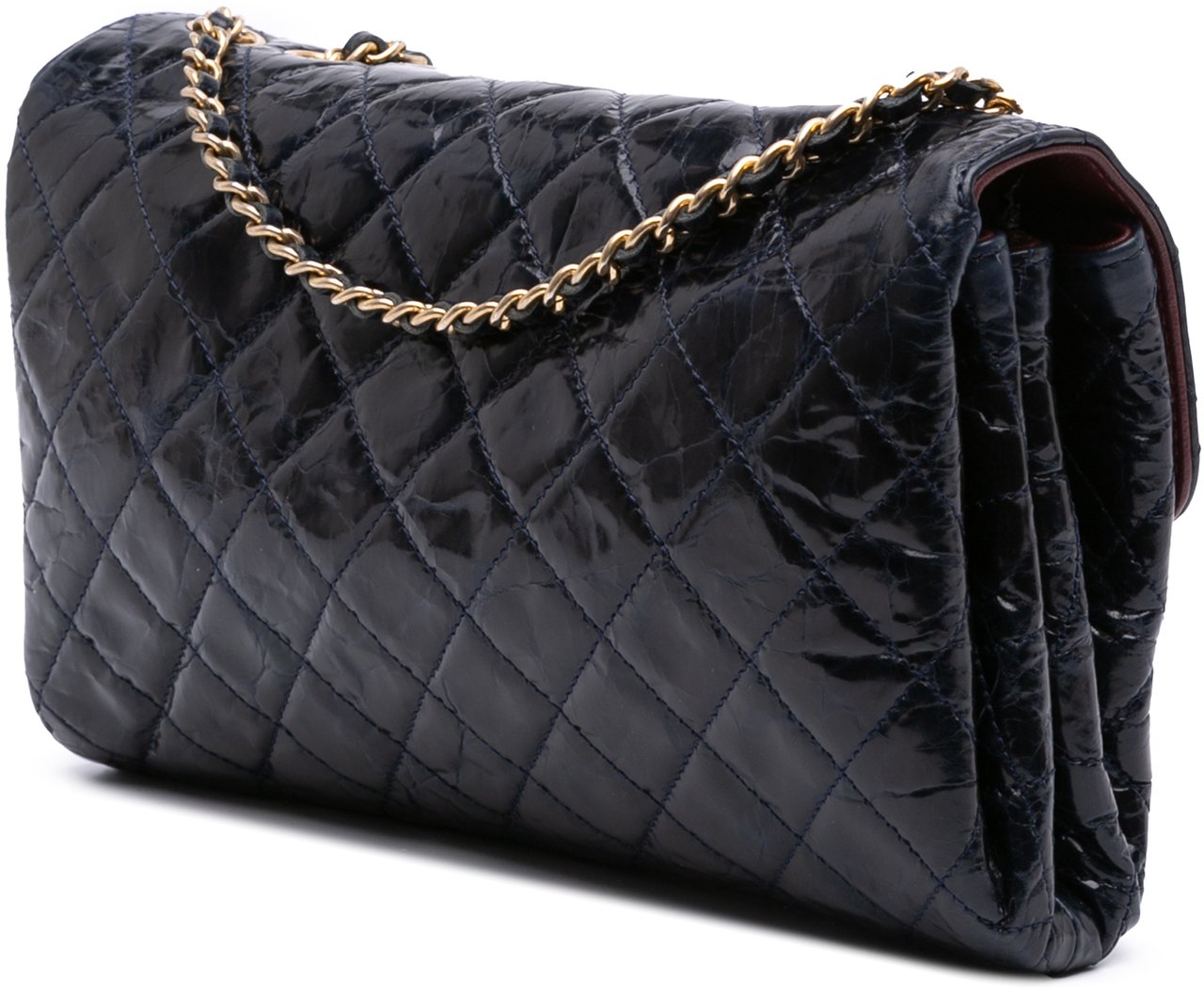 Chanel CC Crackled Glazed Calfskin Accordion Flap Blauw