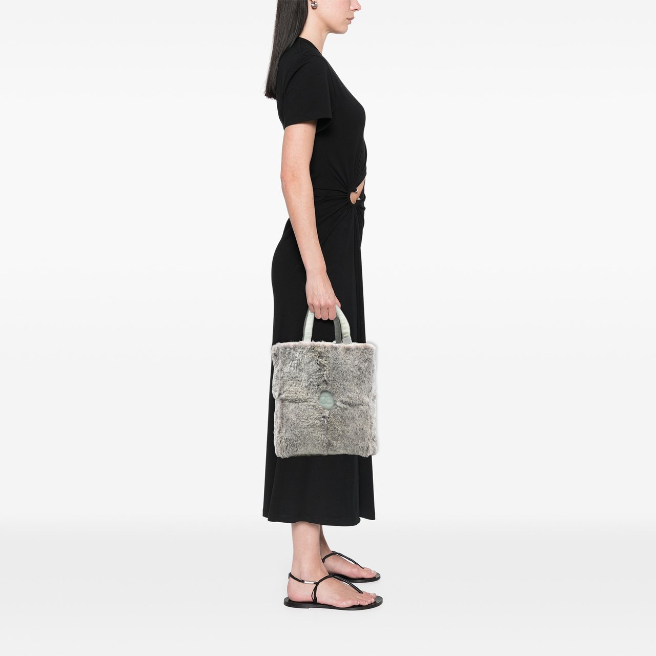 Chanel CC Lapin Fur Tote Grijs