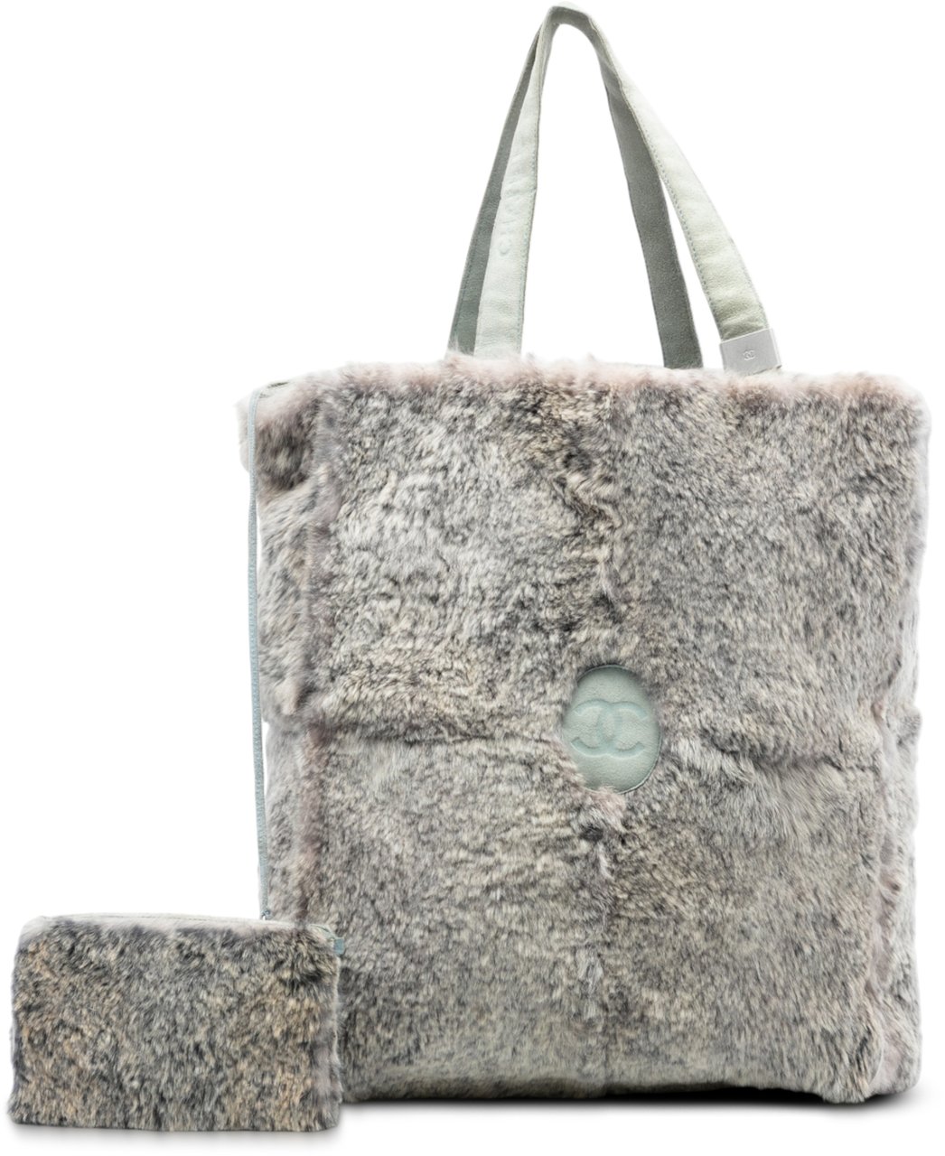 Chanel CC Lapin Fur Tote Grijs