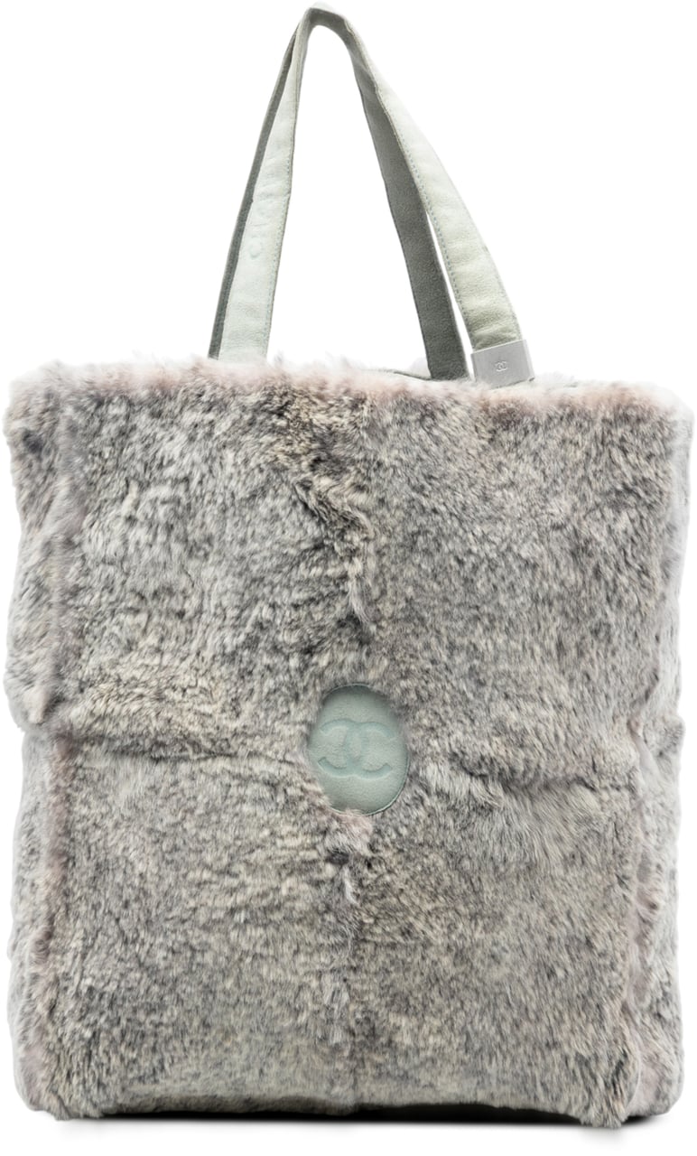 Chanel CC Lapin Fur Tote Grijs