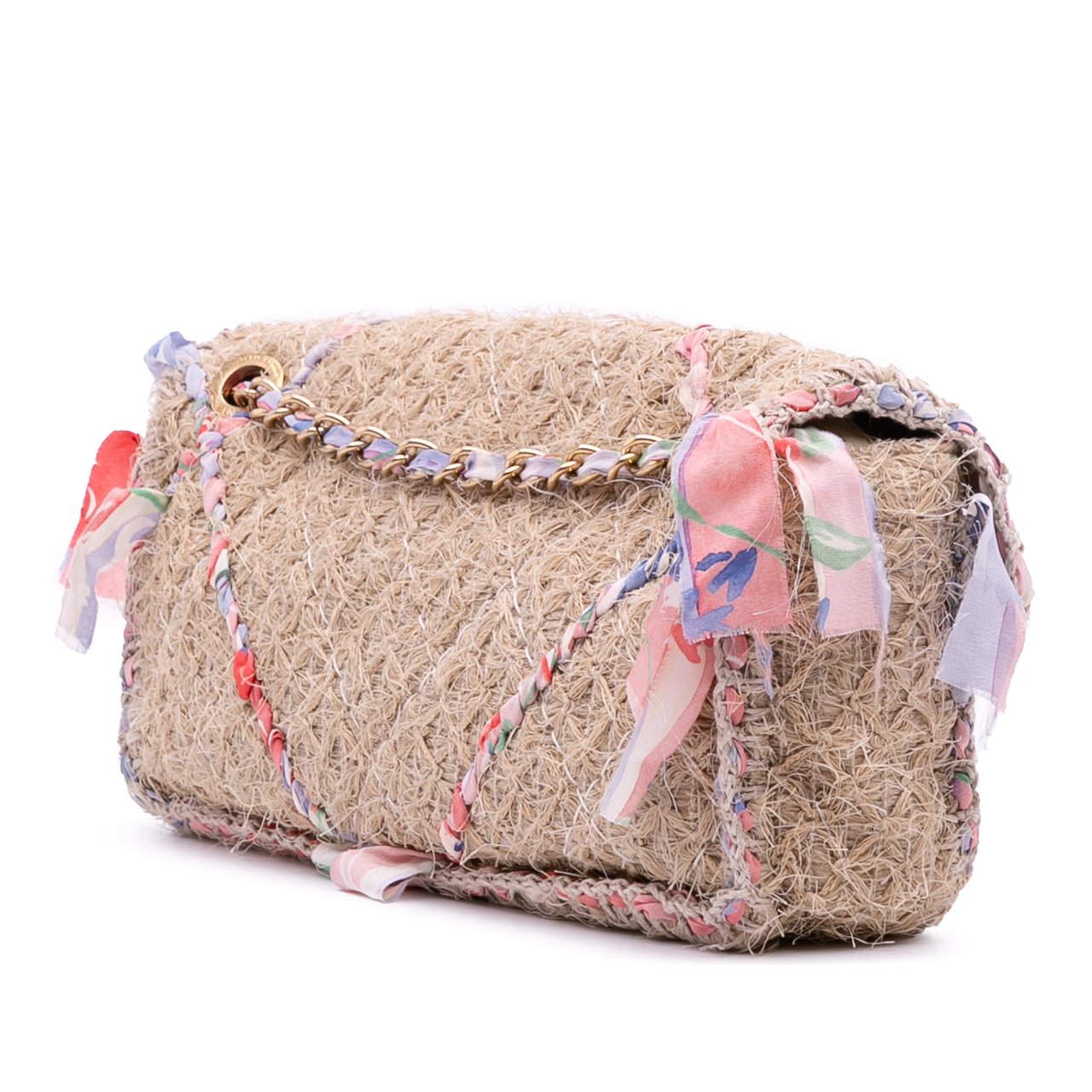 Chanel CC Straw Country Flap Bruin