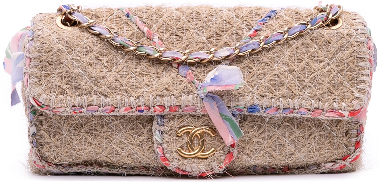 Chanel CC Straw Country Flap Bruin