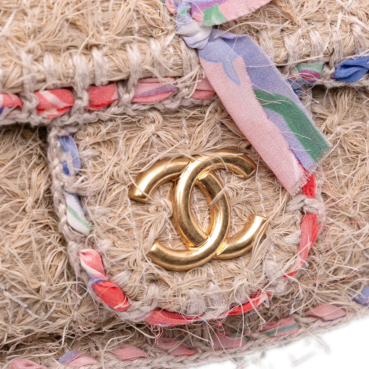 Chanel CC Straw Country Flap Bruin