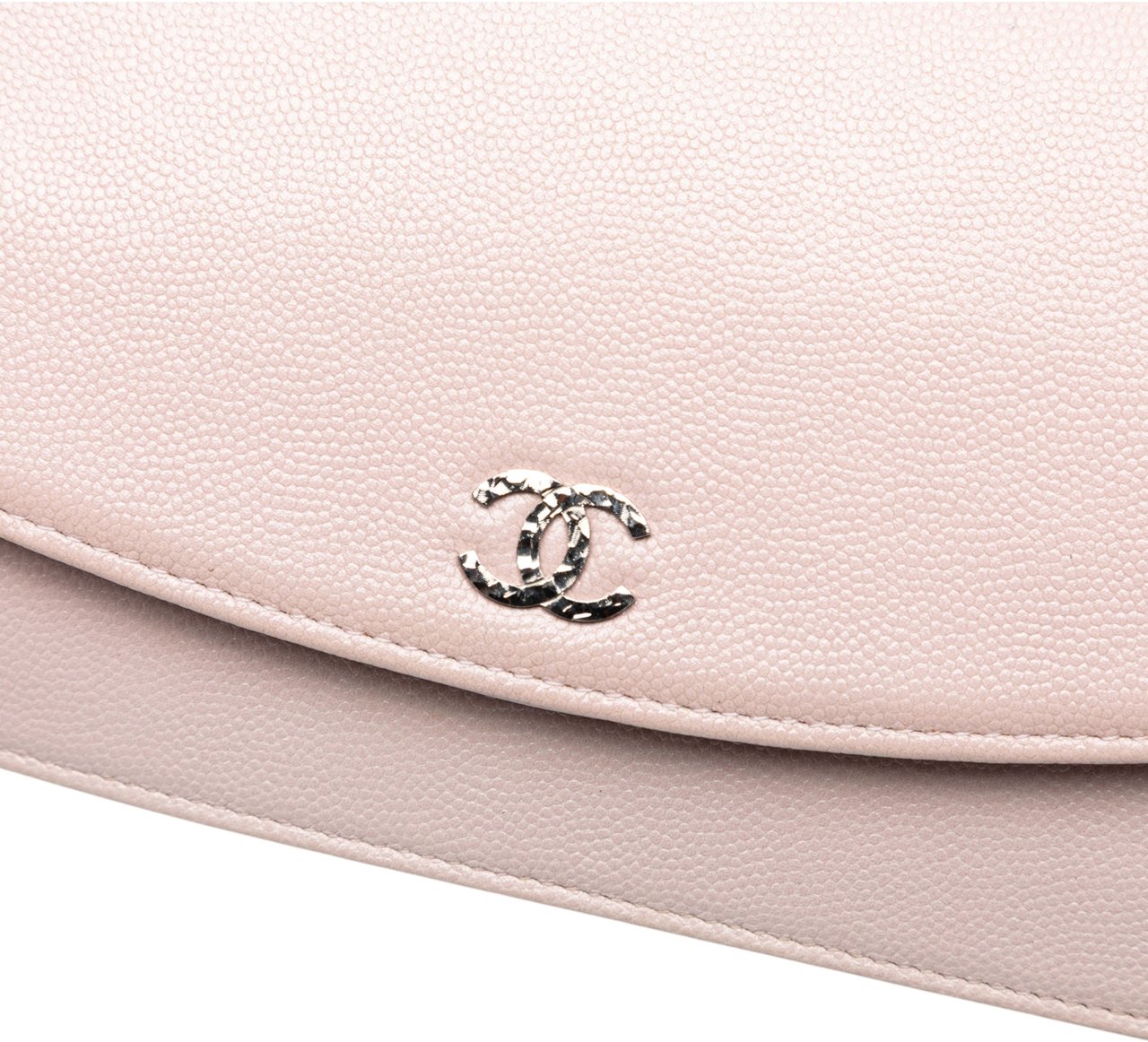 Chanel CC Caviar Sevruga Wallet On Chain Roze