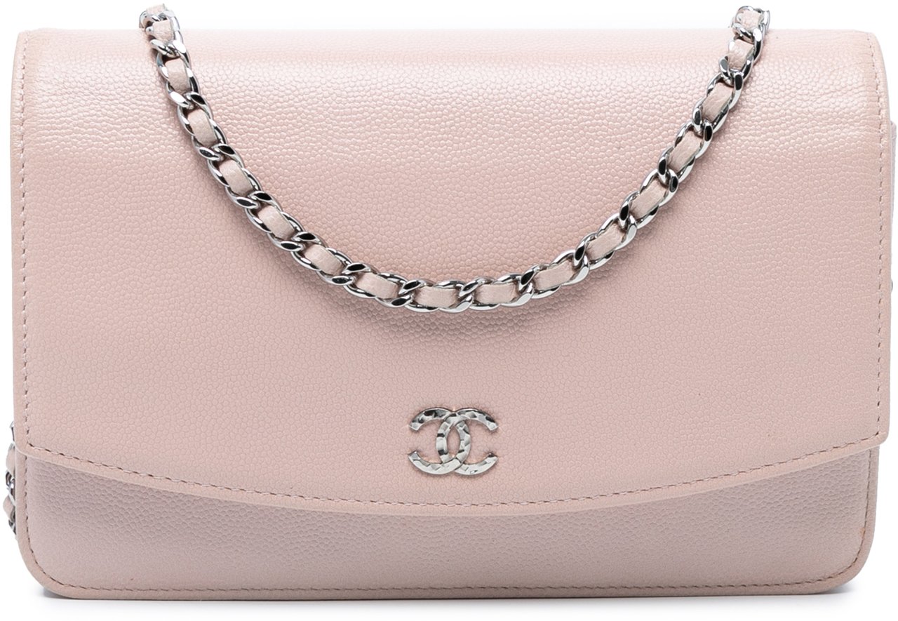 Chanel CC Caviar Sevruga Wallet On Chain Roze