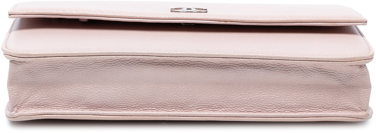 Chanel CC Caviar Sevruga Wallet On Chain Roze