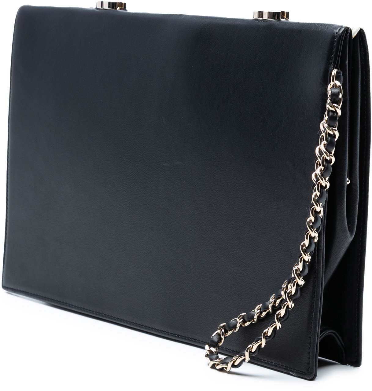 Chanel CC Lambskin Split Clutch with Chain Zwart