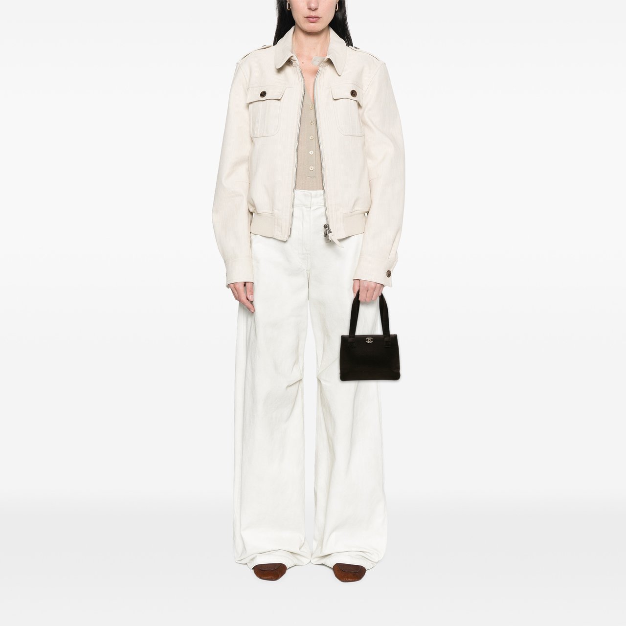 Chanel CC Satin Handbag Bruin