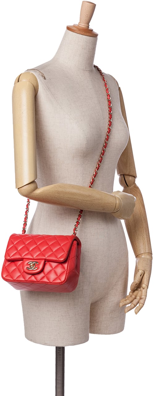Chanel Mini Square Classic Lambskin Single Flap Rood