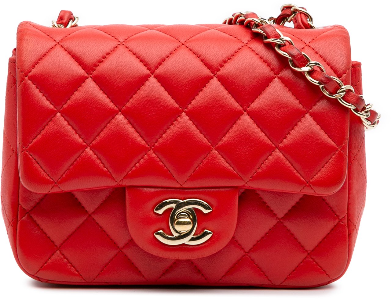 Chanel Mini Square Classic Lambskin Single Flap Rood