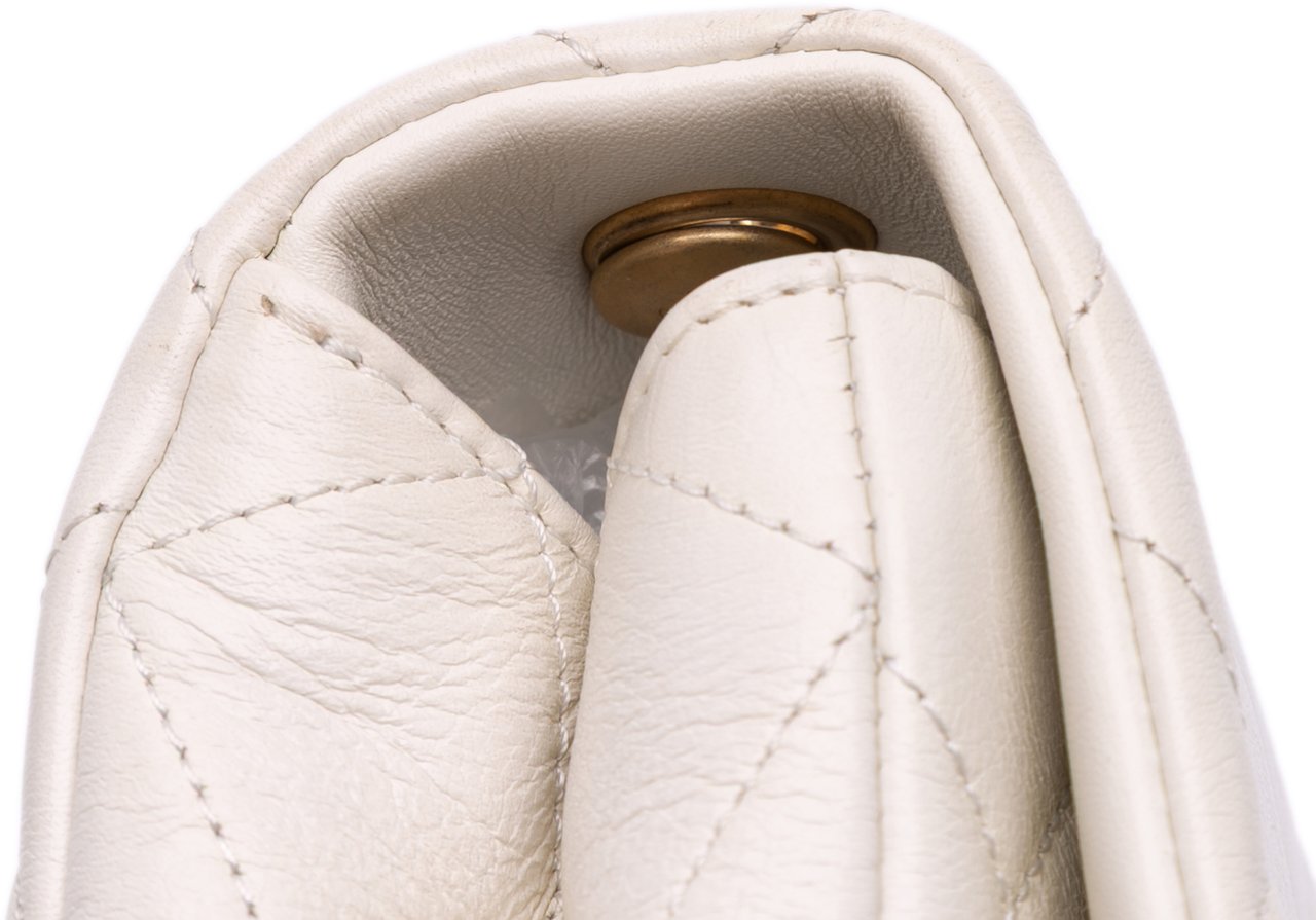 Chanel Mini Glazed Calfskin Pearl Side Flap Wit