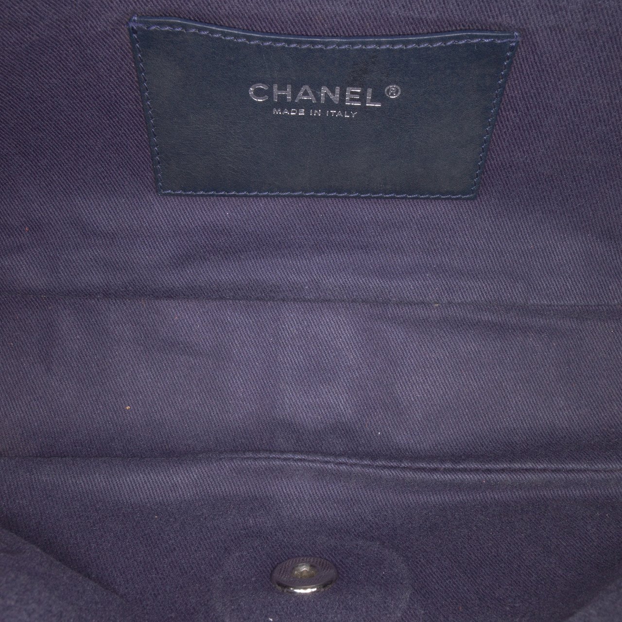 Chanel Large Embroidered Denim Camellia Flap Blauw