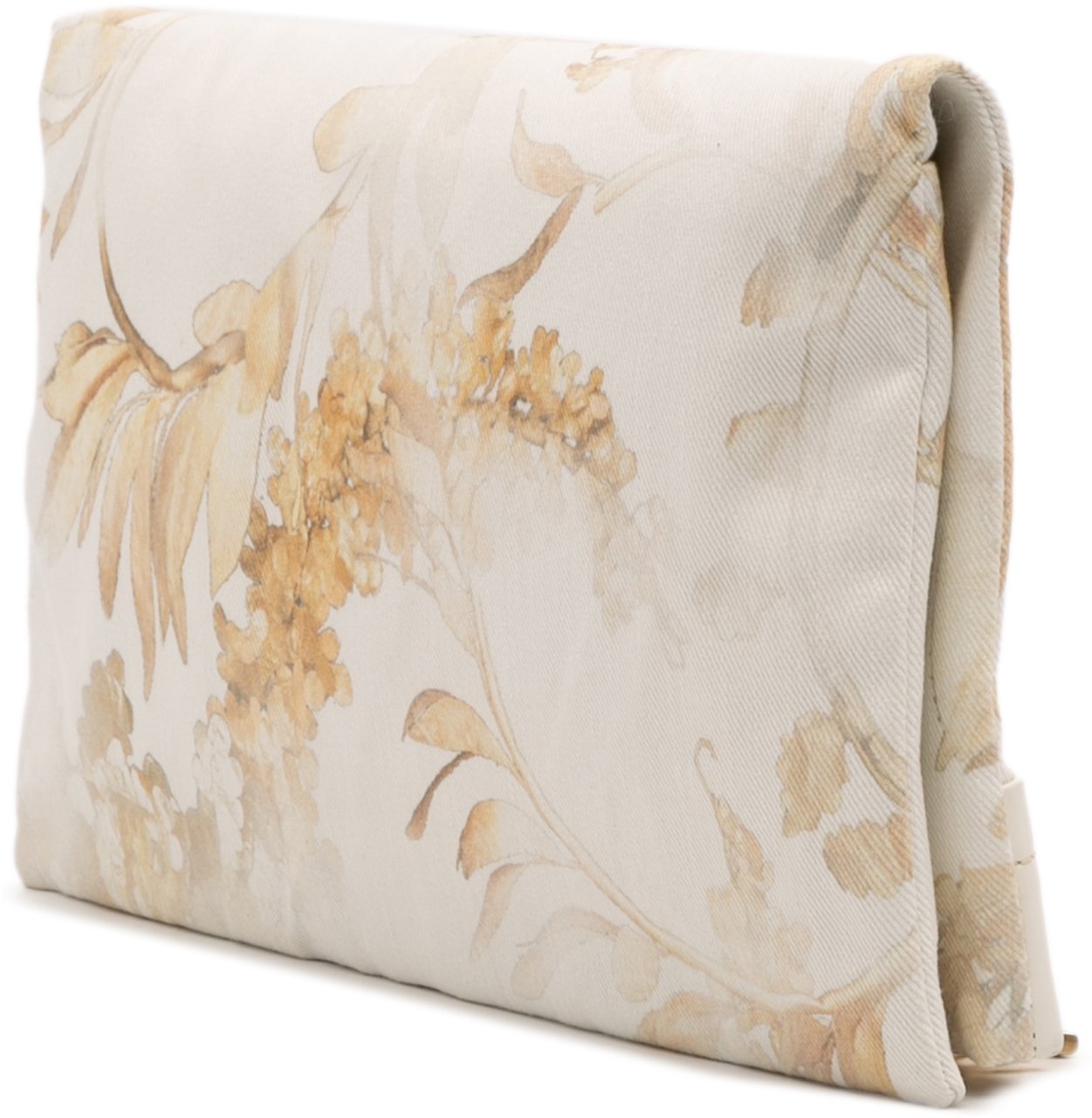 Chanel XL Printed Canvas and Striped Lambskin Foldover Clutch Wit