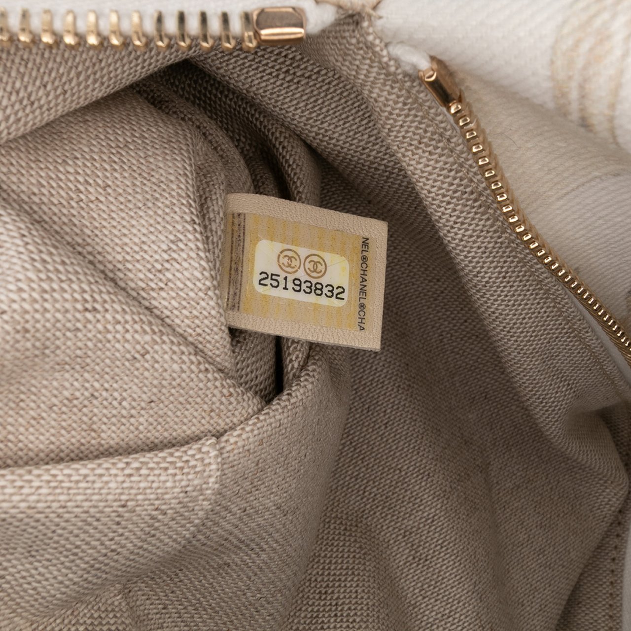 Chanel XL Printed Canvas and Striped Lambskin Foldover Clutch Wit