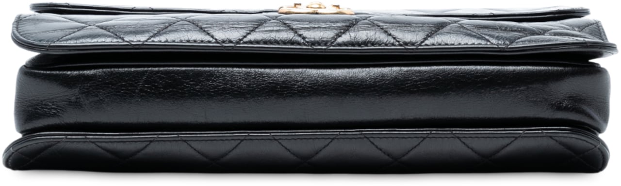 Chanel Large CC Quilted Glazed Calfskin Perfect Edge Flap Zwart