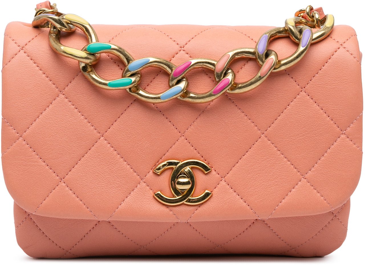 Chanel Small Lambskin Color Match Flap Roze