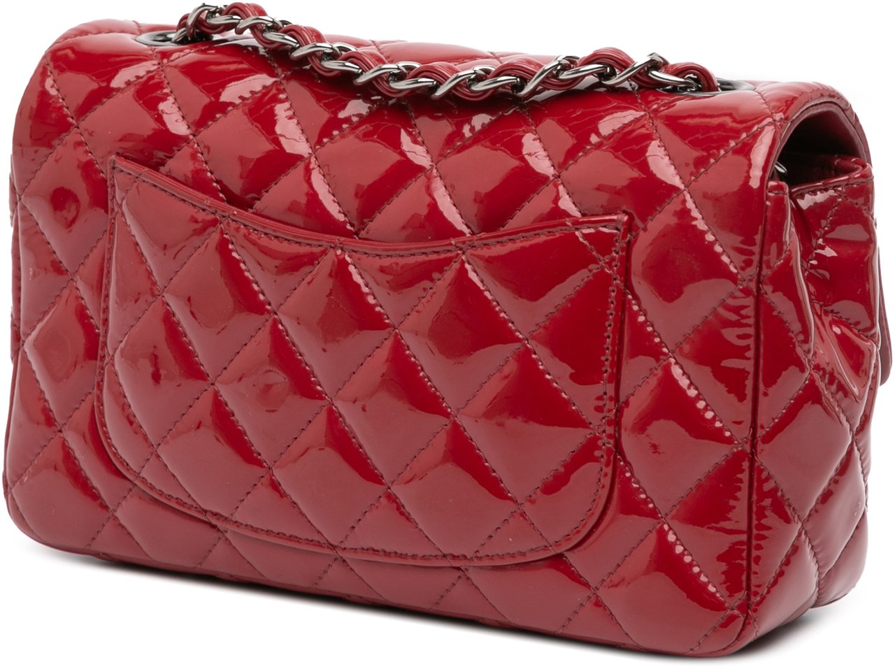 Chanel Mini Rectangular Classic Patent Single Flap Rood