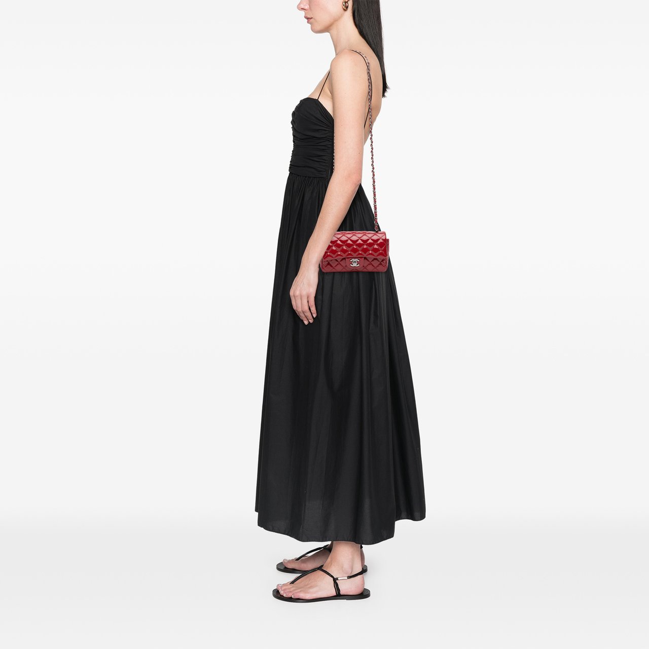 Chanel Mini Rectangular Classic Patent Single Flap Rood