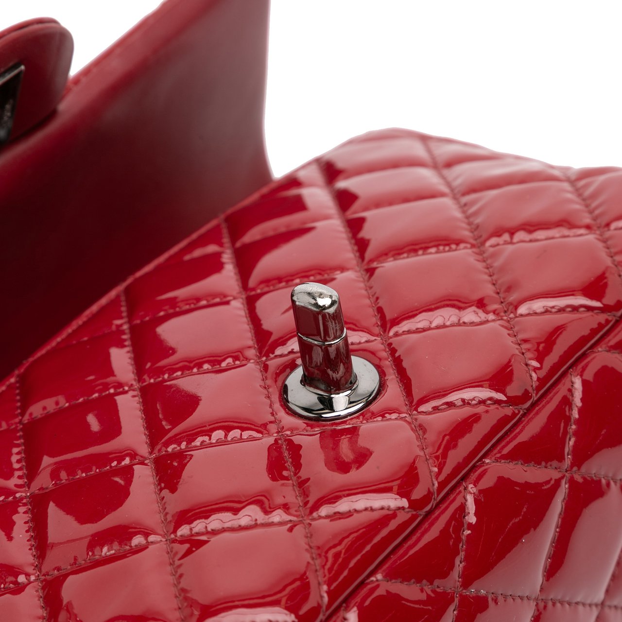 Chanel Mini Rectangular Classic Patent Single Flap Rood