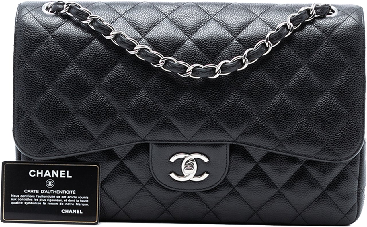 Chanel Jumbo Classic Caviar Double Flap Zwart