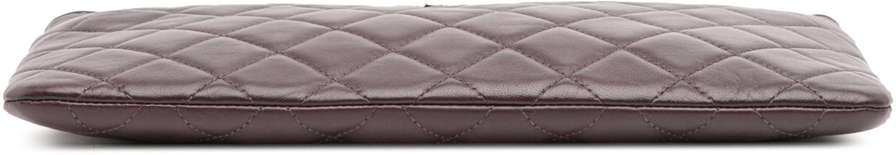 Chanel CC Quilted Lambskin Double Zip Clutch Paars