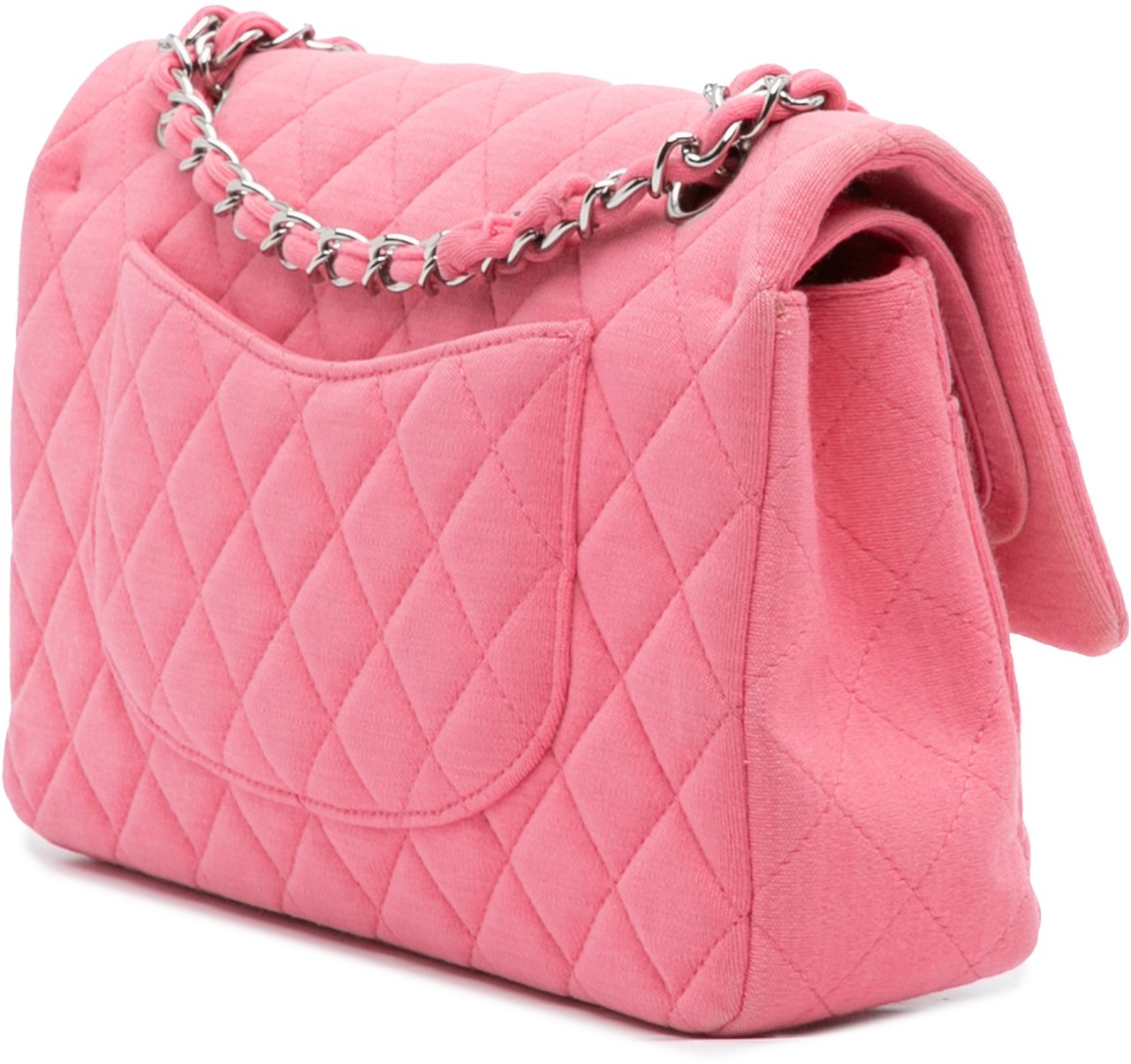 Chanel Medium Classic Jersey Double Flap Roze