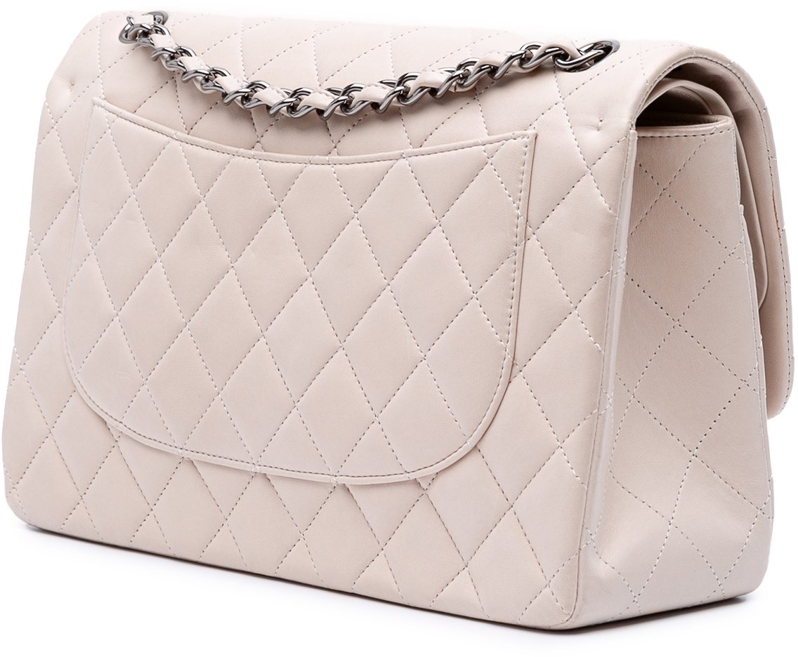 Chanel Jumbo Classic Lambskin Double Flap Wit