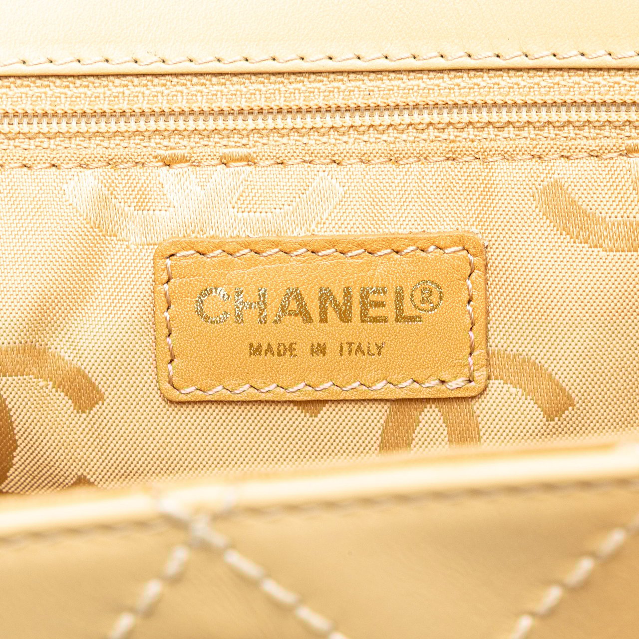 Chanel CC Calfskin Wild Stitch Flap Shoulder Bag Bruin