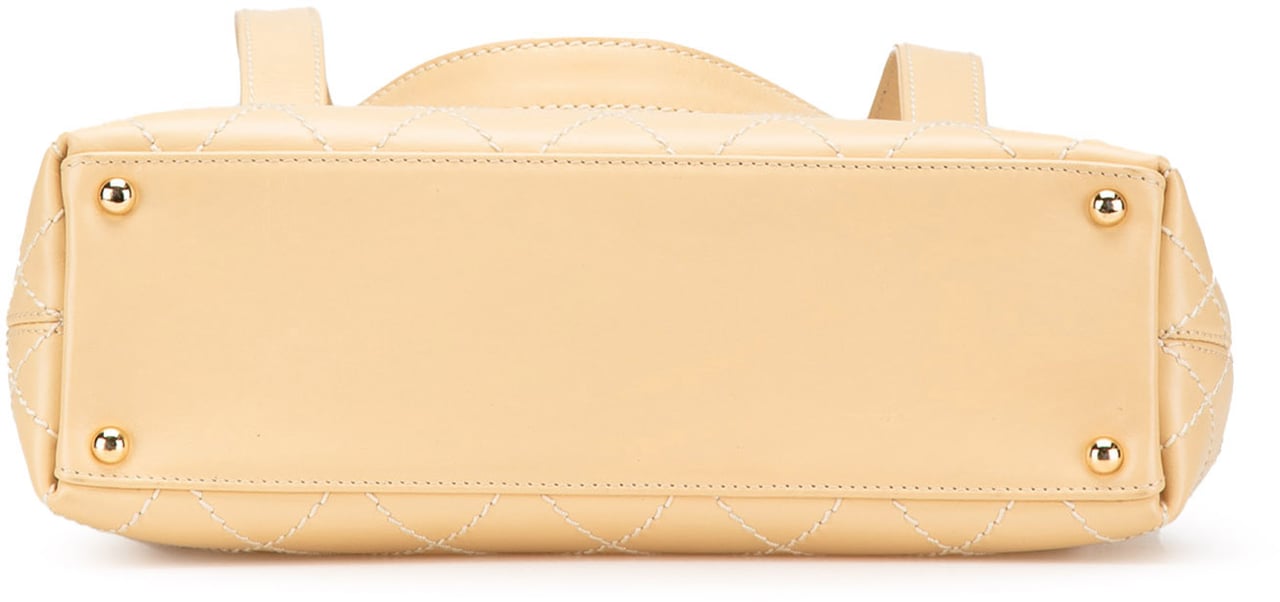 Chanel CC Calfskin Wild Stitch Flap Shoulder Bag Bruin
