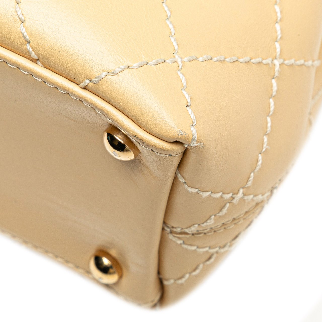 Chanel CC Calfskin Wild Stitch Flap Shoulder Bag Bruin