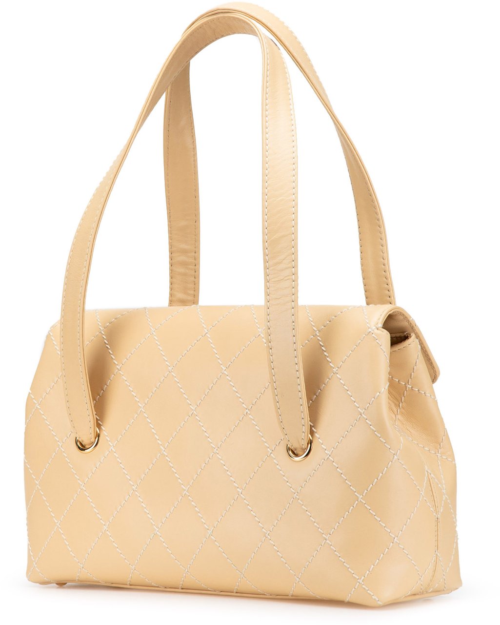 Chanel CC Calfskin Wild Stitch Flap Shoulder Bag Bruin