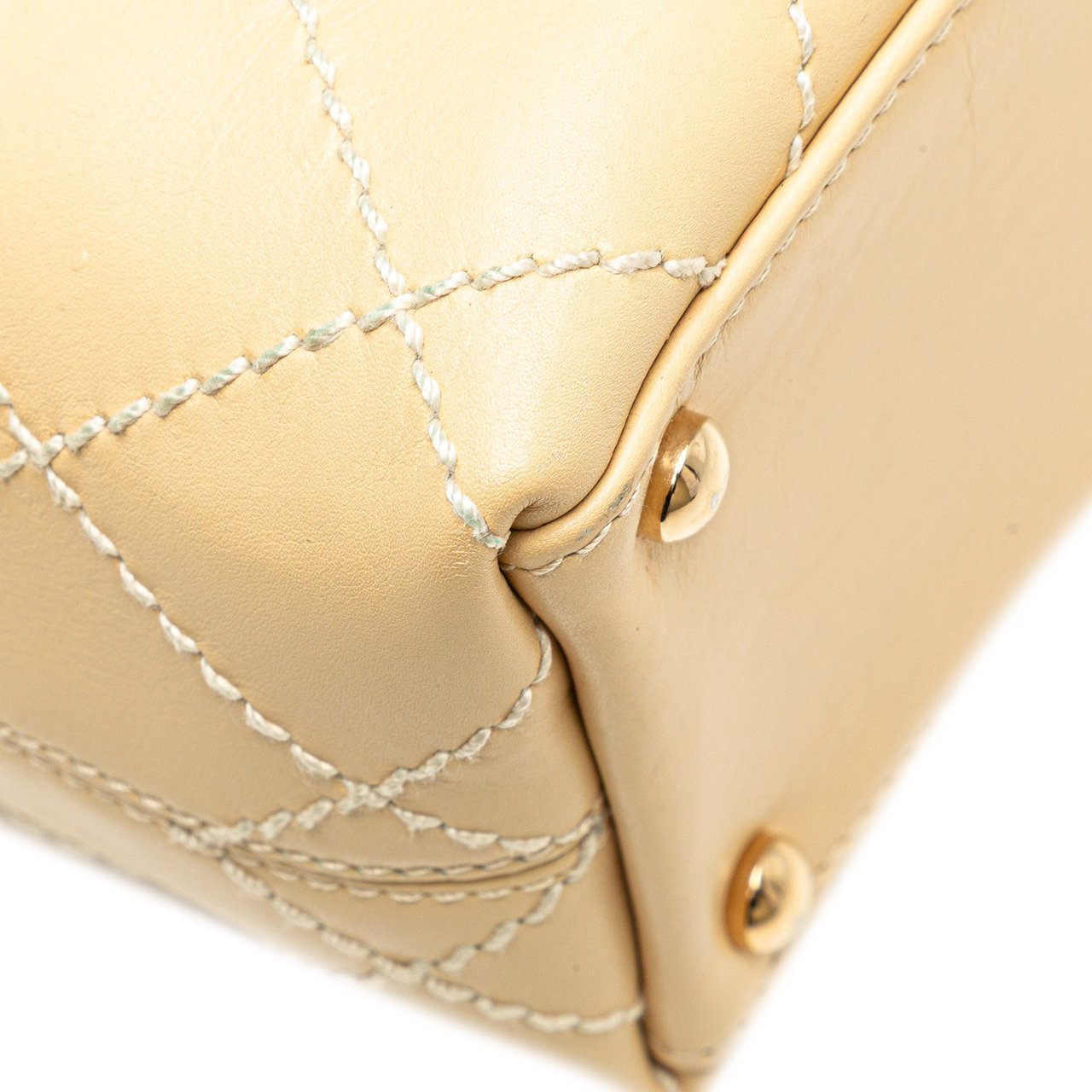 Chanel CC Calfskin Wild Stitch Flap Shoulder Bag Bruin