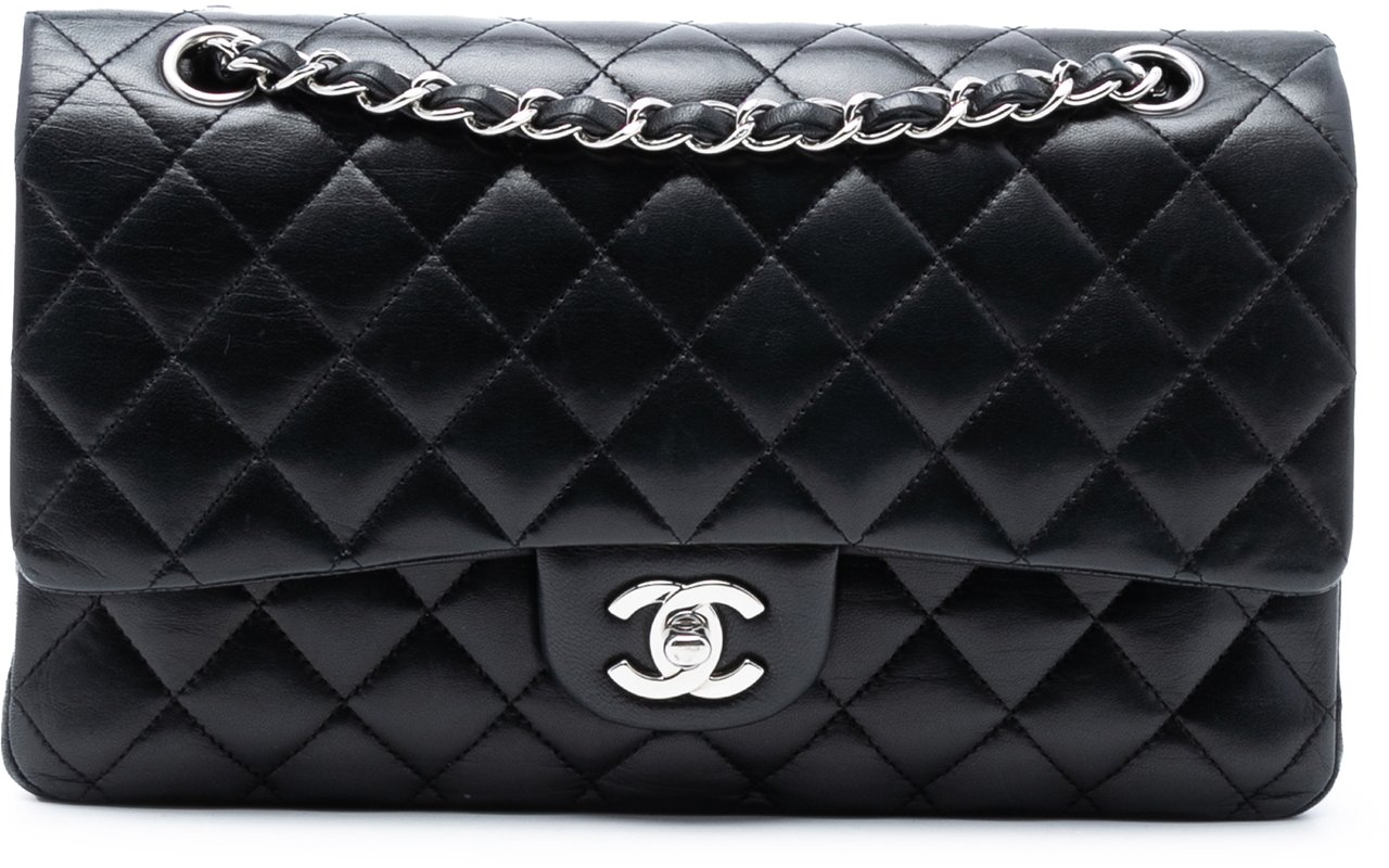 Chanel Medium Classic Lambskin Double Flap Zwart