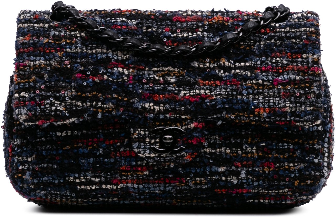 Chanel Medium Classic Tweed Double Flap Blauw
