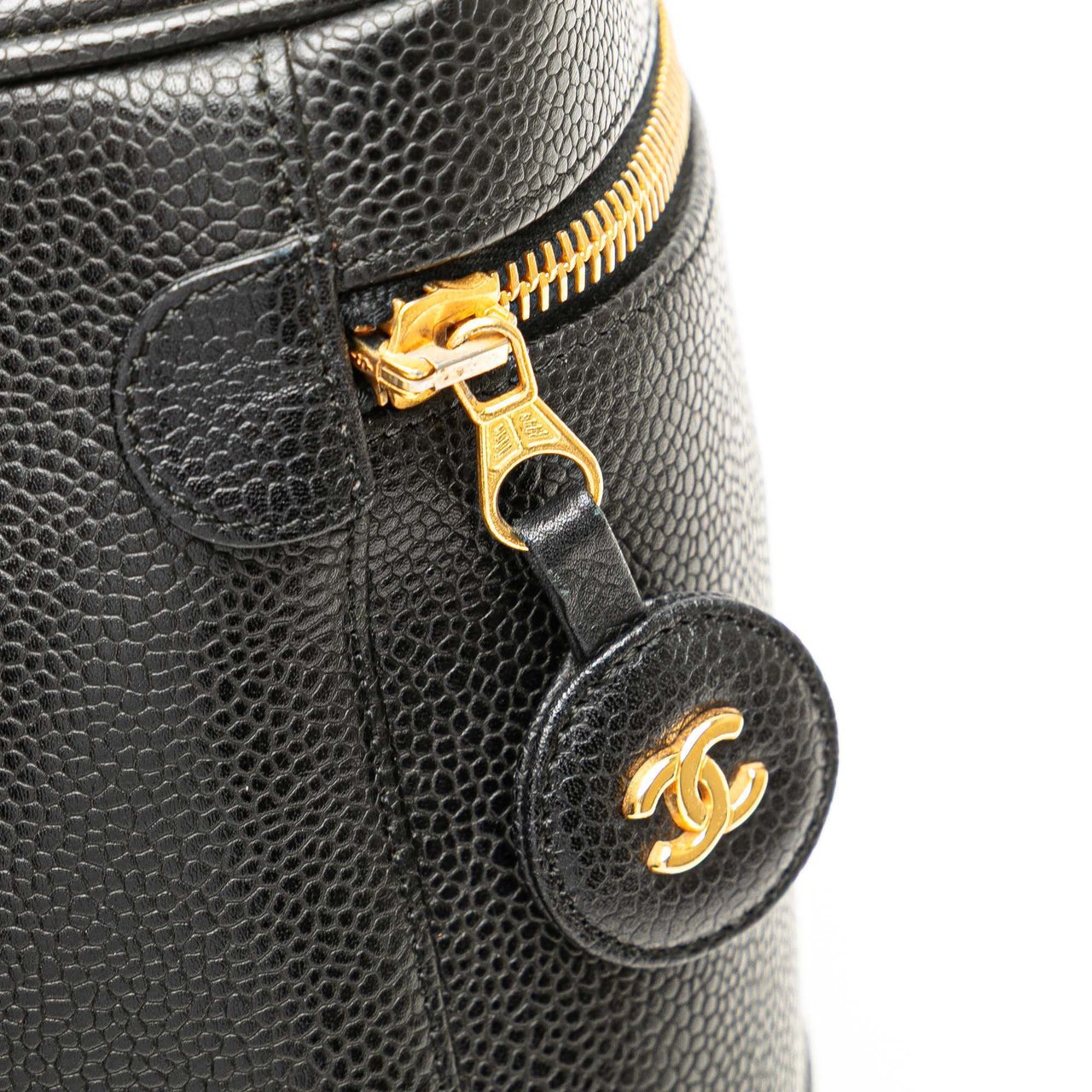 Chanel CC Caviar Vanity Case Zwart