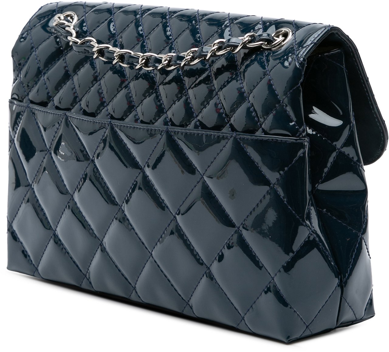 Chanel Quilted Patent In The Business Flap Blauw