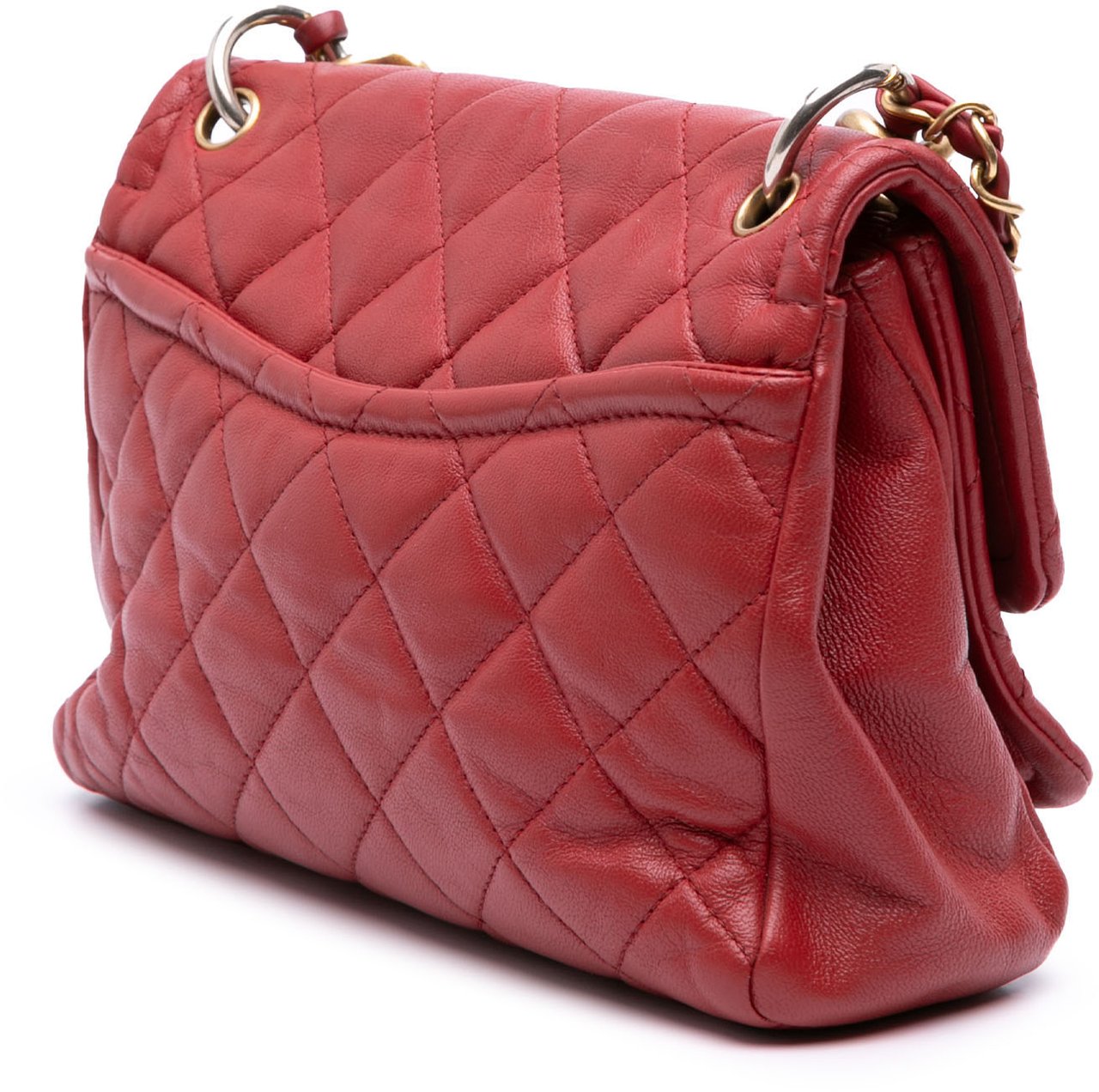 Chanel Small Quilted Lambskin Chain Link Flap Rood